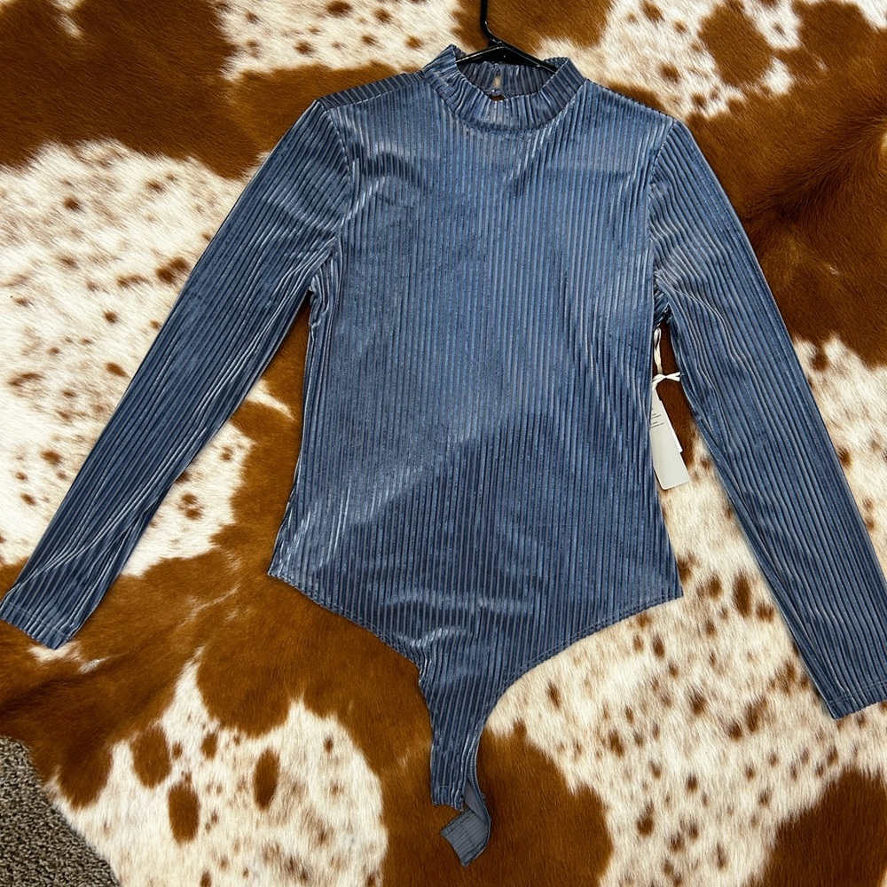 Blue Velvet Long Sleeve Bodysuit